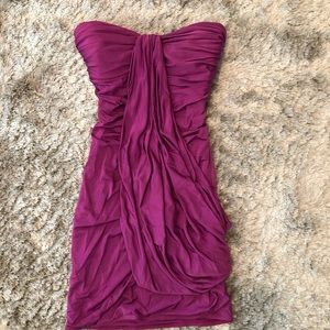 Bright purple draped mini dress